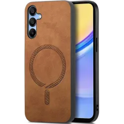 Phonesta Retro Vegan Leather MagSafe Back Cover hoesje voor Samsung Galaxy A16 - Bruin