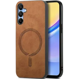 Phonesta Retro Vegan Leather MagSafe Back Cover hoesje voor Samsung Galaxy A16 - Bruin