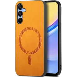 Phonesta Retro Vegan Leather MagSafe Back Cover hoesje voor Samsung Galaxy A16 - Oranje