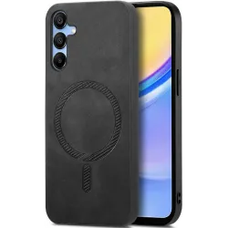 Phonesta Retro Vegan Leather MagSafe Back Cover hoesje voor Samsung Galaxy A16 - Zwart