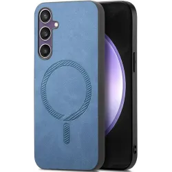 Phonesta Retro Vegan Leather MagSafe Back Cover hoesje voor Samsung Galaxy S24 FE - Blauw