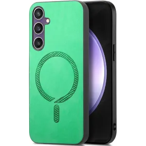 Phonesta Retro Vegan Leather MagSafe Back Cover hoesje voor Samsung Galaxy S24 FE - Groen