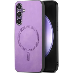 Phonesta Retro Vegan Leather MagSafe Back Cover hoesje voor Samsung Galaxy S24 FE - Paars