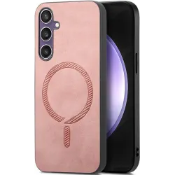 Phonesta Retro Vegan Leather MagSafe Back Cover hoesje voor Samsung Galaxy S24 FE - Roze