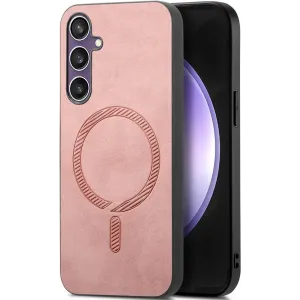 Phonesta Retro Vegan Leather MagSafe Back Cover hoesje voor Samsung Galaxy S24 FE - Roze