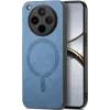 Phonesta Retro Vegan Leather MagSafe Back Cover hoesje voor Oppo Find X8 Pro - Blauw