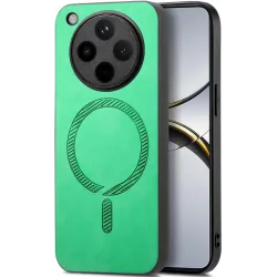 Phonesta Retro Vegan Leather MagSafe Back Cover hoesje voor Oppo Find X8 Pro - Groen