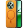 Phonesta Retro Vegan Leather MagSafe Back Cover hoesje voor Oppo Reno12 F/Reno12 FS - Oranje