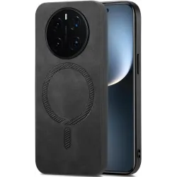 Phonesta Retro Vegan Leather MagSafe Back Cover hoesje voor HONOR Magic7 Pro - Zwart