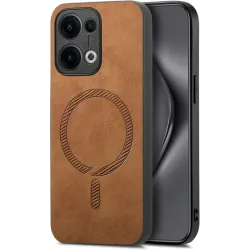 Phonesta Retro Vegan Leather MagSafe Back Cover hoesje voor Oppo Reno13 - Bruin