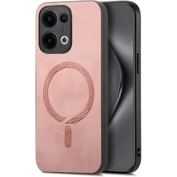 Phonesta Retro Vegan Leather MagSafe Back Cover hoesje voor Oppo Reno13 - Roze
