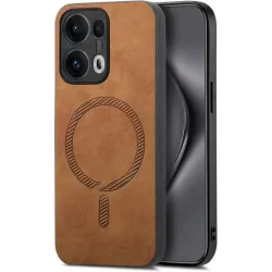 Phonesta Retro Vegan Leather MagSafe Back Cover hoesje voor Oppo Reno13 Pro - Bruin