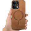 Phonesta Retro Vegan Leather MagSafe Back Cover hoesje voor Oppo Reno13 Pro - Bruin 2