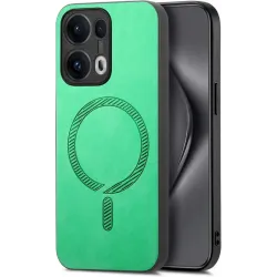 Phonesta Retro Vegan Leather MagSafe Back Cover hoesje voor Oppo Reno13 Pro - Groen