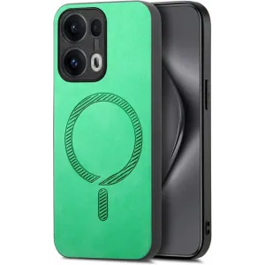 Phonesta Retro Vegan Leather MagSafe Back Cover hoesje voor Oppo Reno13 Pro - Groen