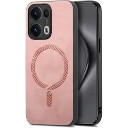 Phonesta Retro Vegan Leather MagSafe Back Cover hoesje voor Oppo Reno13 Pro - Roze