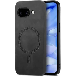 Phonesta Retro Vegan Leather MagSafe Back Cover hoesje voor Google Pixel 9a - Zwart