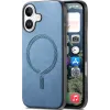 Phonesta Retro Vegan Leather MagSafe Back Cover hoesje voor Apple iPhone 16 - Blauw