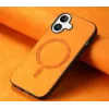 Phonesta Retro Vegan Leather MagSafe Back Cover hoesje voor Apple iPhone 16 - Oranje 2