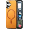 Phonesta Retro Vegan Leather MagSafe Back Cover hoesje voor Apple iPhone 16 Plus - Oranje