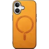 Phonesta Retro Vegan Leather MagSafe Back Cover hoesje voor Apple iPhone 16 Plus - Oranje 3