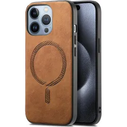 Phonesta Retro Vegan Leather MagSafe Back Cover hoesje voor Apple iPhone 16 Pro - Bruin