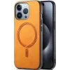 Phonesta Retro Vegan Leather MagSafe Back Cover hoesje voor Apple iPhone 16 Pro - Oranje
