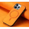Phonesta Retro Vegan Leather MagSafe Back Cover hoesje voor Apple iPhone 16 Pro - Oranje 2
