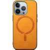 Phonesta Retro Vegan Leather MagSafe Back Cover hoesje voor Apple iPhone 16 Pro - Oranje 3