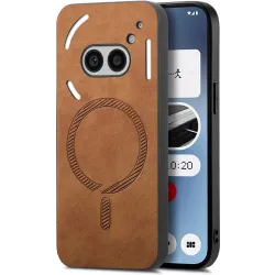 Phonesta Retro Vegan Leather MagSafe Back Cover hoesje voor Nothing Phone (2a) / (2a) Plus - Bruin