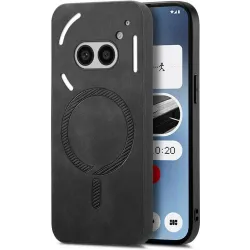 Phonesta Retro Vegan Leather MagSafe Back Cover hoesje voor Nothing Phone (2a) / (2a) Plus - Zwart