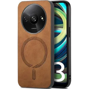 Phonesta Retro Vegan Leather MagSafe Back Cover hoesje voor Xiaomi Redmi A3 - Bruin