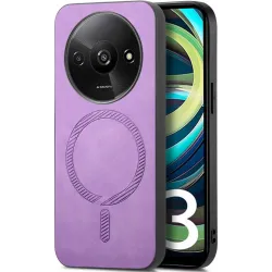 Phonesta Retro Vegan Leather MagSafe Back Cover hoesje voor Xiaomi Redmi A3 - Paars