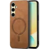 Phonesta Retro Vegan Leather MagSafe Back Cover hoesje voor Samsung Galaxy A36/A56 - Bruin