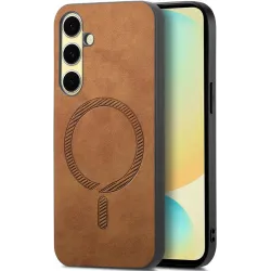 Phonesta Retro Vegan Leather MagSafe Back Cover hoesje voor Samsung Galaxy A36/A56 - Bruin