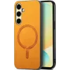Phonesta Retro Vegan Leather MagSafe Back Cover hoesje voor Samsung Galaxy A36/A56 - Oranje