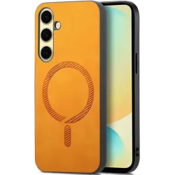 Phonesta Retro Vegan Leather MagSafe Back Cover hoesje voor Samsung Galaxy A36/A56 - Oranje