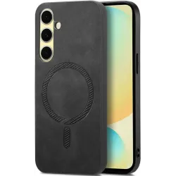 Phonesta Retro Vegan Leather MagSafe Back Cover hoesje voor Samsung Galaxy A36/A56 - Zwart