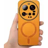 Phonesta Retro Vegan Leather MagSafe Back Cover hoesje voor Xiaomi 15 Ultra - Oranje 3