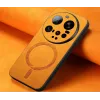 Phonesta Retro Vegan Leather MagSafe Back Cover hoesje voor Xiaomi 15 Ultra - Oranje 4