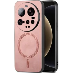 Phonesta Retro Vegan Leather MagSafe Back Cover hoesje voor Xiaomi 15 Ultra - Roze