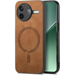 Phonesta Retro Vegan Leather MagSafe Back Cover hoesje voor Xiaomi Poco F7 Pro - Bruin