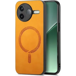 Phonesta Retro Vegan Leather MagSafe Back Cover hoesje voor Xiaomi Poco F7 Pro - Oranje