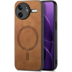 Phonesta Retro Vegan Leather MagSafe Back Cover hoesje voor Xiaomi Poco F7 Ultra - Bruin