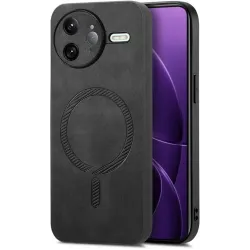 Phonesta Retro Vegan Leather MagSafe Back Cover hoesje voor Xiaomi Poco F7 Ultra - Zwart