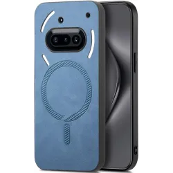 Phonesta Retro Vegan Leather MagSafe Back Cover hoesje voor Nothing Phone (3a) - Blauw