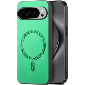 Phonesta Retro Vegan Leather MagSafe Back Cover hoesje voor Google Pixel 10 Pro XL - Groen