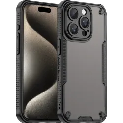Phonesta Shockproof Armor Back Cover hoesje voor Apple iPhone 15 Pro - Zwart