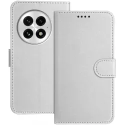 Phonesta Smooth Skin Book Wallet Case hoesje voor OnePlus 13 - Zilver