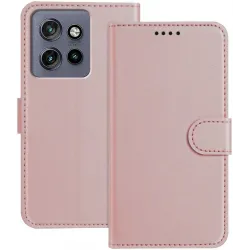 Phonesta Smooth Skin Book Wallet Case hoesje voor Motorola Edge 60 Neo/Edge 50 Neo / ThinkPhone 25 - Roségoud